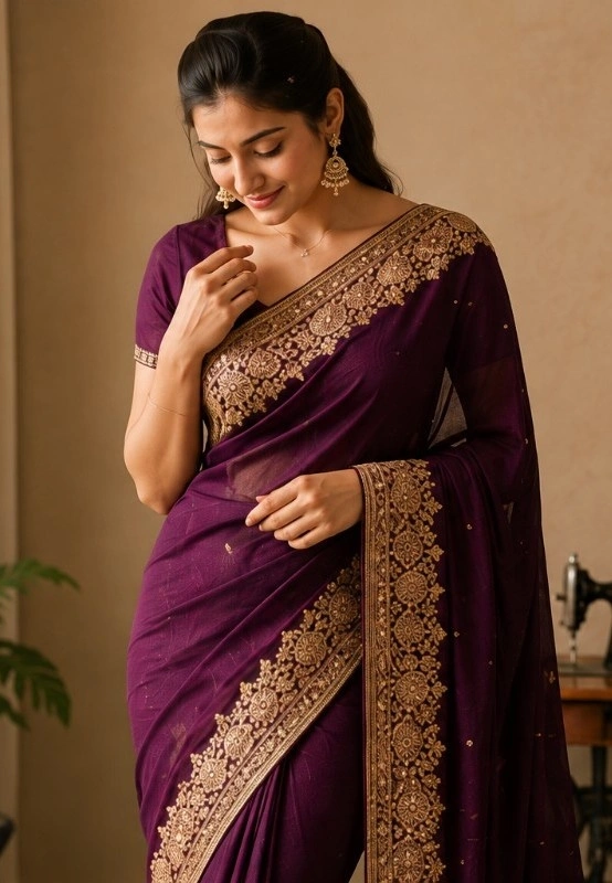 Boat Neck Saree Blouse — Blouse by Anyatrends